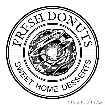 Donuts home desserts vintage label Vector Illustration