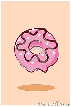 Donuts with strawberry cream icon cartoon illustration Vector Illustration