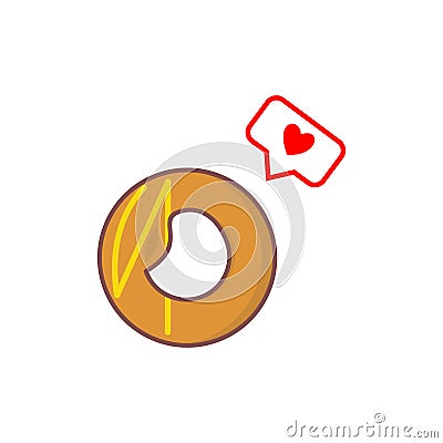 Donuts icon and love icon Vector Illustration