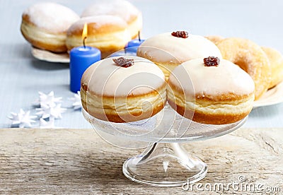 Donuts with jam Stock Photo