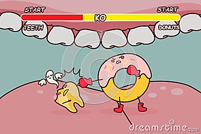 Donuts is ko decayed tooth Vector Illustration