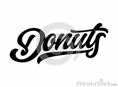 Donuts lettering typography art type for label. Vector Illustration