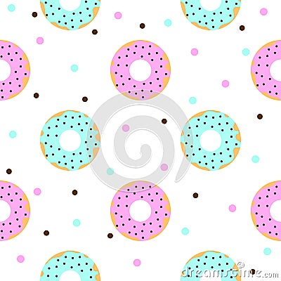 Donuts with pink and blue icing and chocolate sprinkles Stock Photo