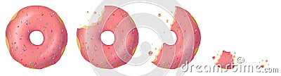 Donuts pink set Cartoon Illustration