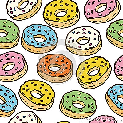 Donuts Seamles Pattern Vector Illustration