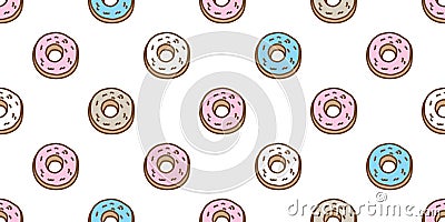 Donuts Seamless Pattern vector cake isolated background wallpaper doodle Cartoon Illustration