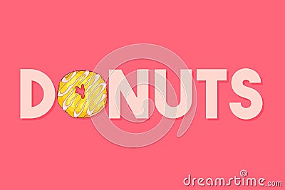 Donuts vector illustration with yellow sweet donut Cartoon Illustration