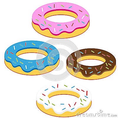 Donuts on white background Vector Illustration