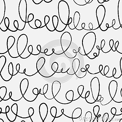 Doodle abstract pattern with ligature. Black and white colors. Stock Photo