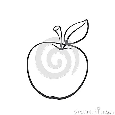 Doodle apple with stem Vector Illustration