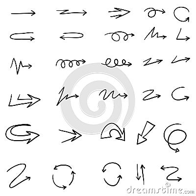 Doodle arrow collection handdrawn vector style Vector Illustration