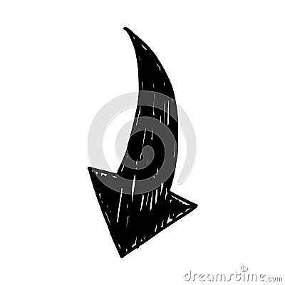 Doodle arrow. Hand drawn sketchy line pointer and sign, simple naive direction symbol and connection sign. Vector Vector Illustration