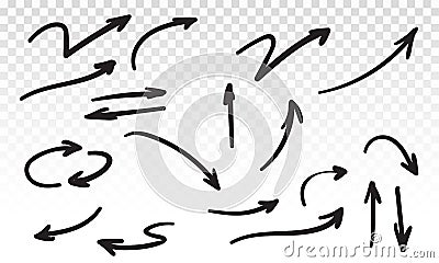 Doodle abstract curved arrows line vector icons Vector Illustration