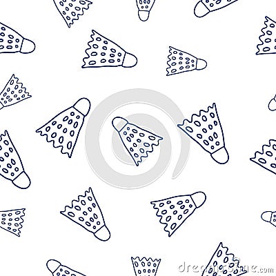 doodle badminton seamless pattern background blue line. Stock Photo
