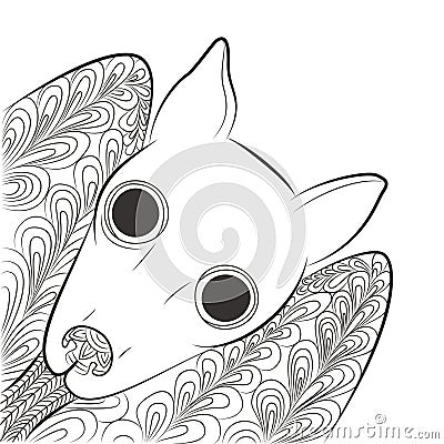 Doodle bat head. Night animal Zen Tangle. Vector Illustration