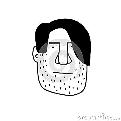 Doodle bearded face. Hand drawn outline human Vector Illustration