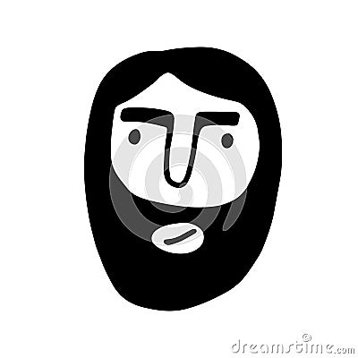 Doodle bearded face solated on white background Vector Illustration