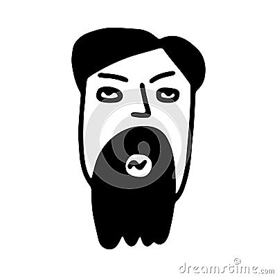 Doodle bearded man face on white background Vector Illustration