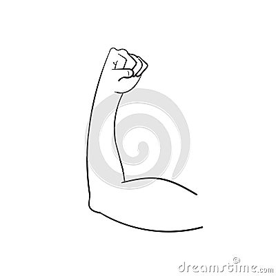 Doodle Biceps vector isolated emoji gesture flat illustration. Muscle emoticon cartoon Vector Illustration