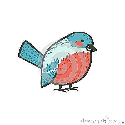 Doodle bird - cute bullfinch Vector Illustration