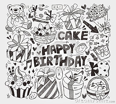 Doodle birthday element Vector Illustration