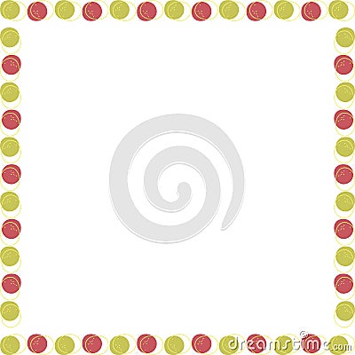 Doodle border with blobs colorful elements. Trendy graphic template. Cute empty frame box Vector Illustration