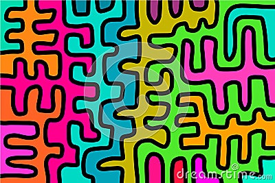 Doodle bright vibrant hand drawn vector background in cartoon comic style Stock Photo