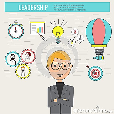 Doodle business Leadership concept with businessman vector.illu Vector Illustration