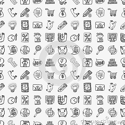 Doodle business seamless Vector Illustration