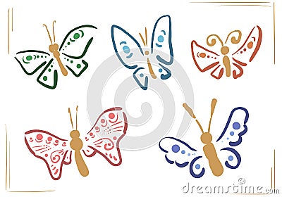 Doodle butterfly color Stock Photo