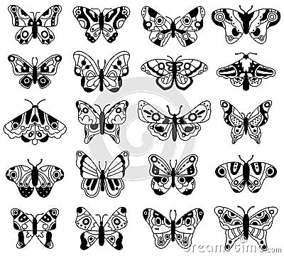 Doodle butterfly. Sketch flying butterflies, hand drawn spring insects. Graphic drawing flying butterfly vector Vector Illustration