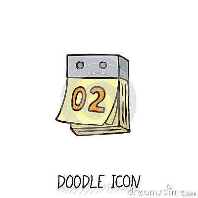 Doodle calendar icon. Tear-off calendar. Cartoon Illustration