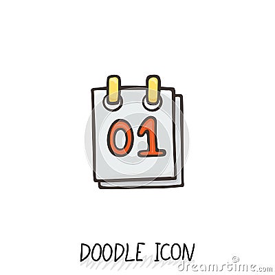 Doodle calendar icon. Tear-off calendar. Vector Illustration