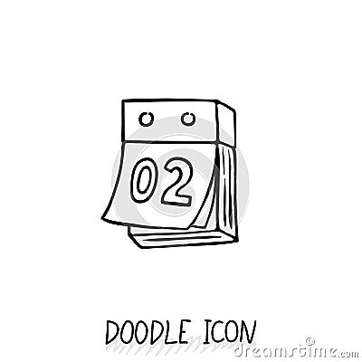 Doodle calendar icon. Tear-off calendar. Vector Illustration