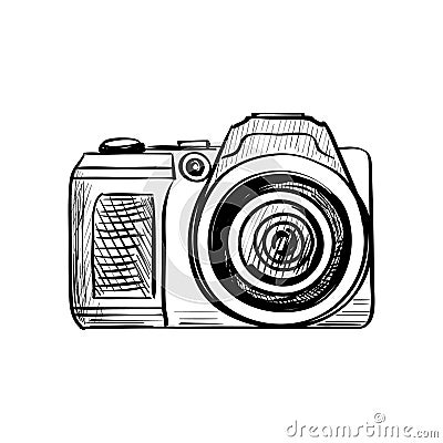 Doodle Camera on a white background Vector Illustration