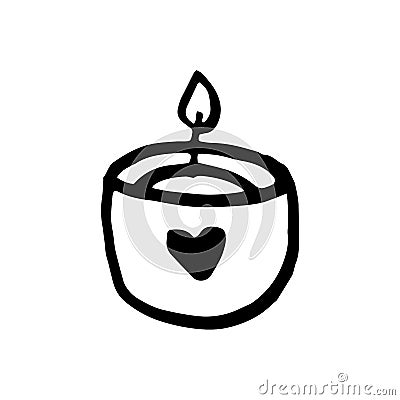 Doodle candle in a glass Vector Illustration