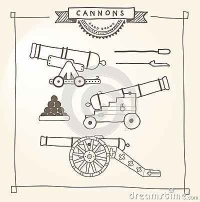 Doodle Cannons Vector Illustration