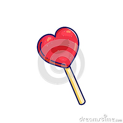 Red heart lollipop Cartoon Illustration