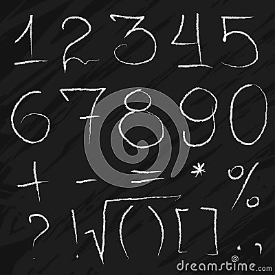 Doodle Chalky Numbers on blackboard Vector Illustration