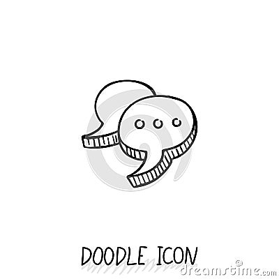 Doodle chatting icon. Text bubble. Vector Illustration