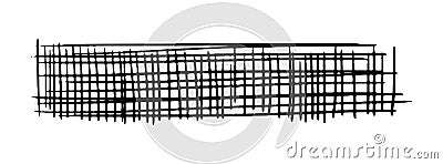 Doodle checkered rectangle. Drawn hatching lines in the shape of a long rectangle. Scribble object cross lines. Vector Vector Illustration