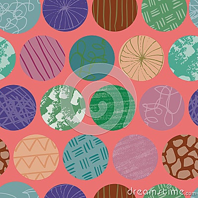 Doodle circle seamless abstract repeat pattern Vector Illustration