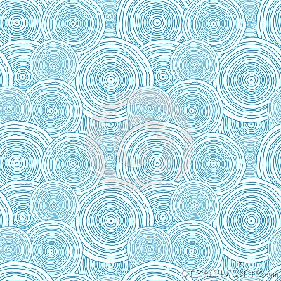 Doodle circle water texture seamless pattern Vector Illustration