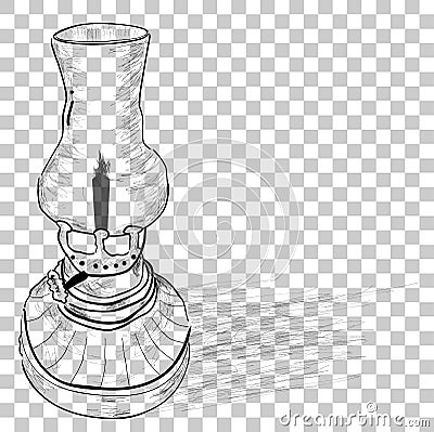 Doodle Classic Oil Lamp, at Transparent Effect Background Streak shading is in another group layer, so you can remove easily Vector Illustration