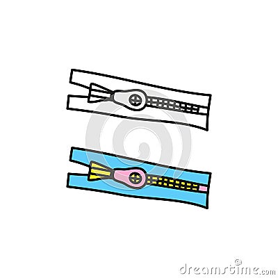 Doodle closed zipper icon. Vector Illustration