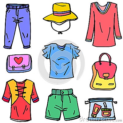 Doodle of clothes style women theme Vector Illustration