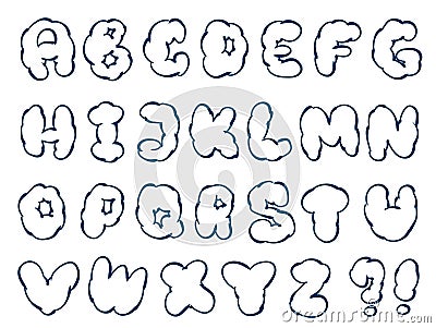 Doodle cloud font Vector Illustration