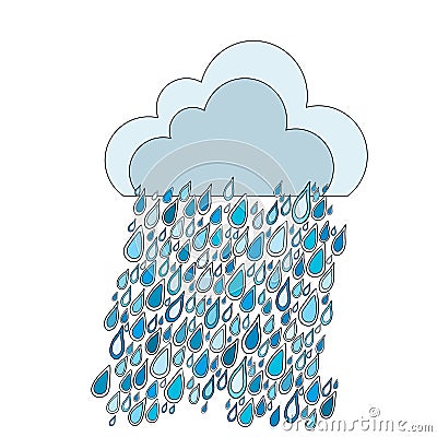 Doodle cloud and rain drops Vector Illustration