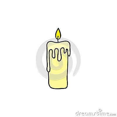 Doodle colored candle. Vector Illustration