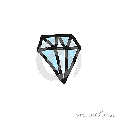 Doodle colored diamond. Vector Illustration